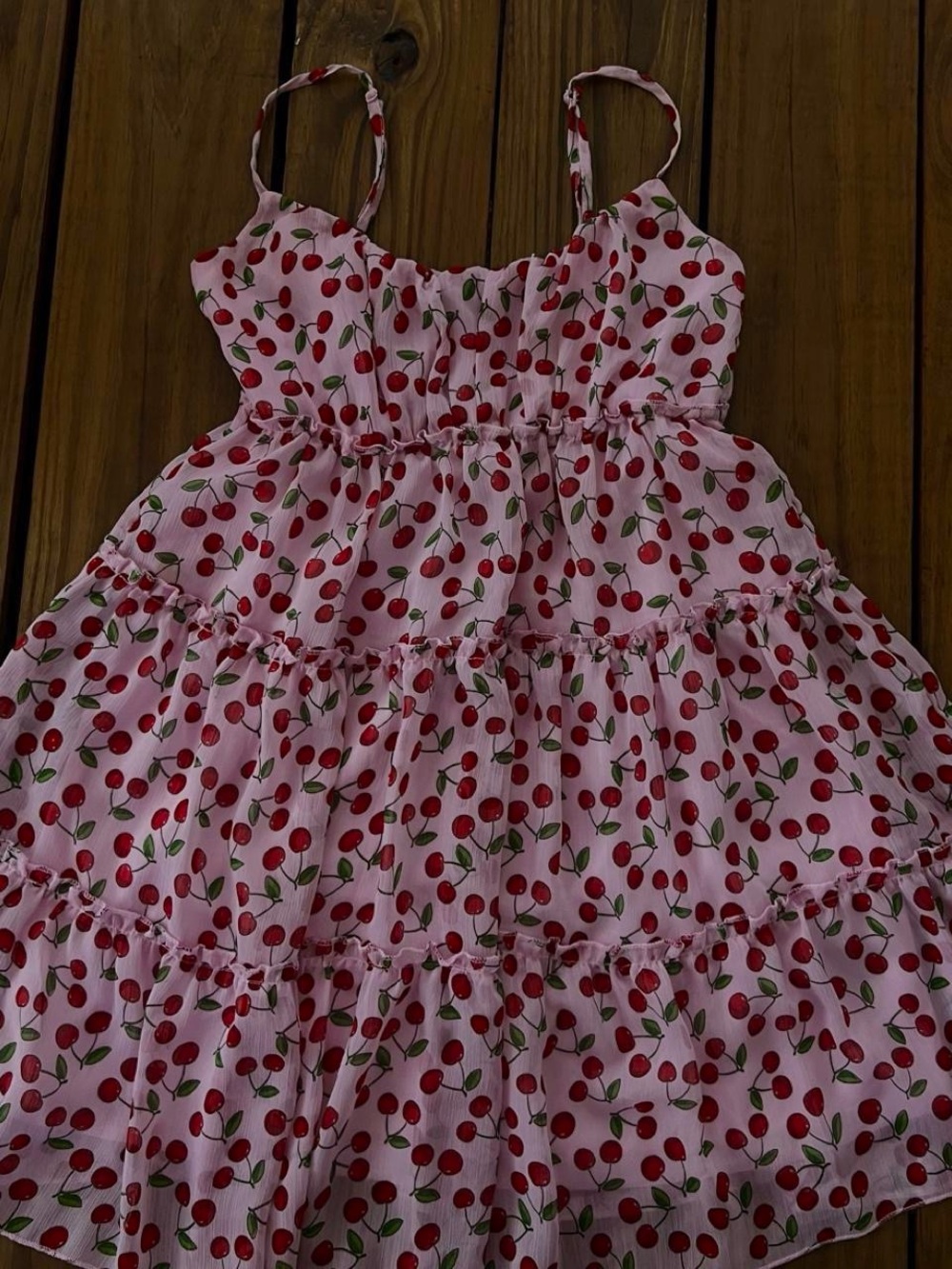 Trixxi Pink Cherry Tiered Mini Dress